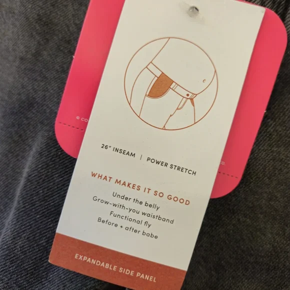 Isabel Maternity Jeans Charcoal Power Stretch Denim Raw Hem Side Panel Elastane - Picture 6 of 7